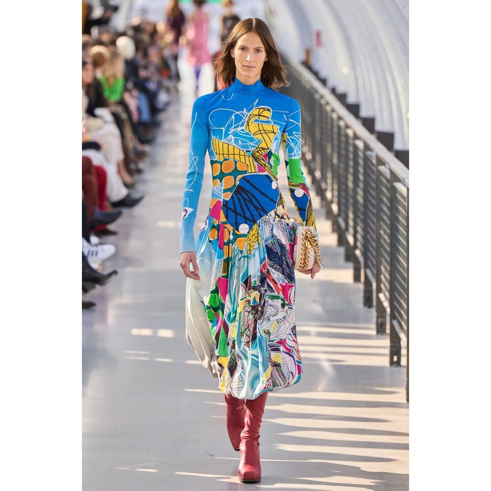 Stella McCartney x Frank Stella Fall 2022 Runway Abstract Art Print Dress IT 36